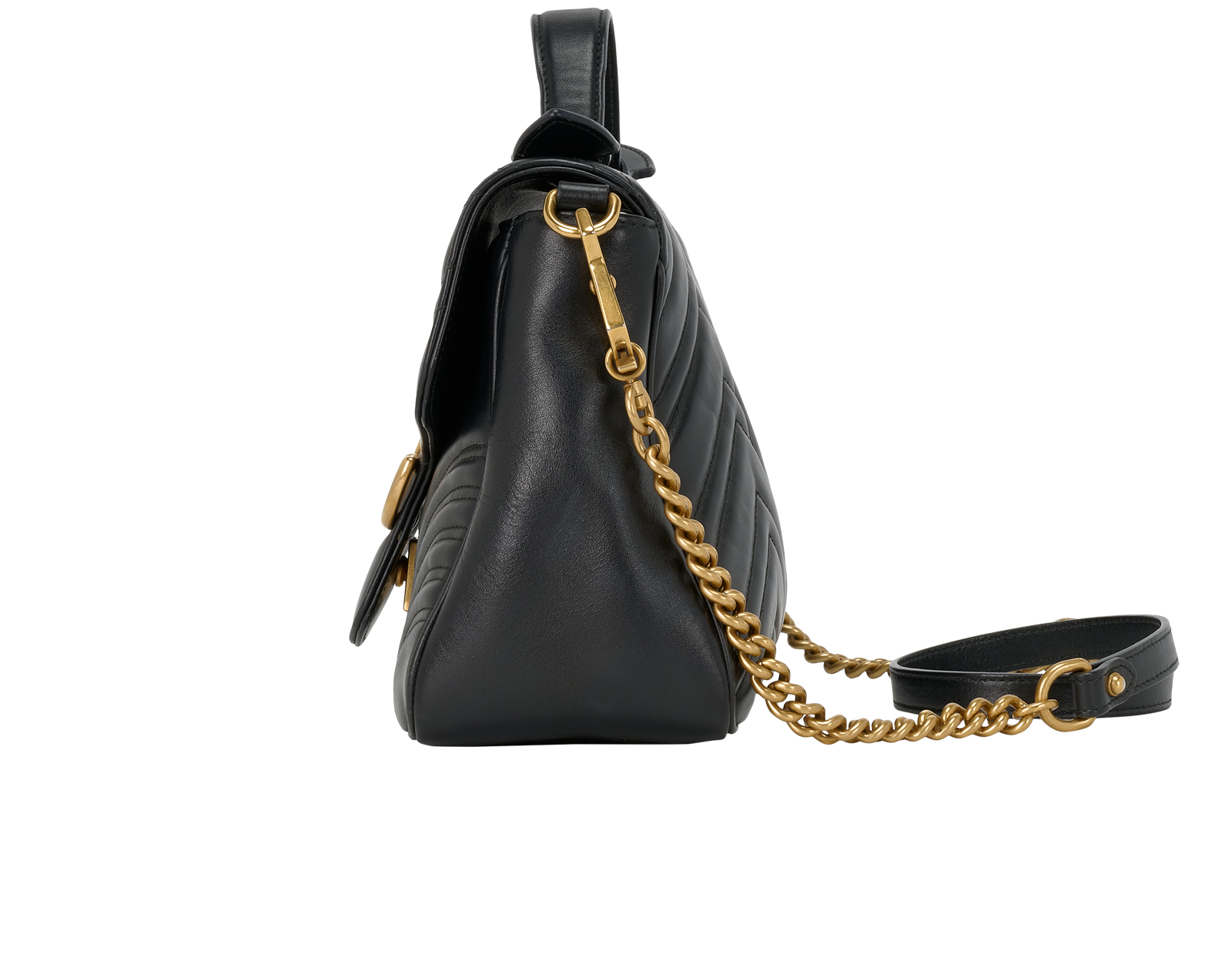 Medium Marmont Top Handle, &pound;850, Handbags, Black, Leather, Bottom view